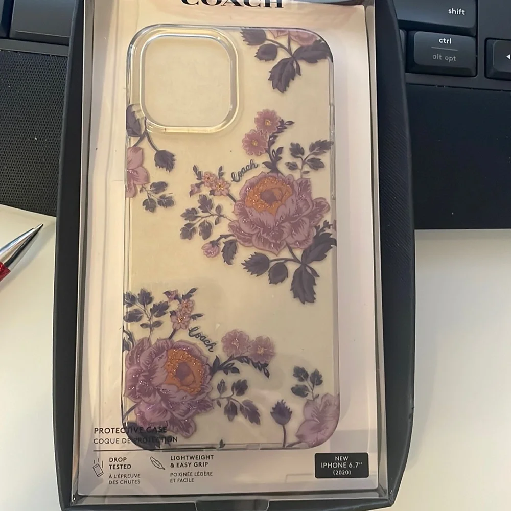 Iphone 12 Pro Max clear case with floral design
